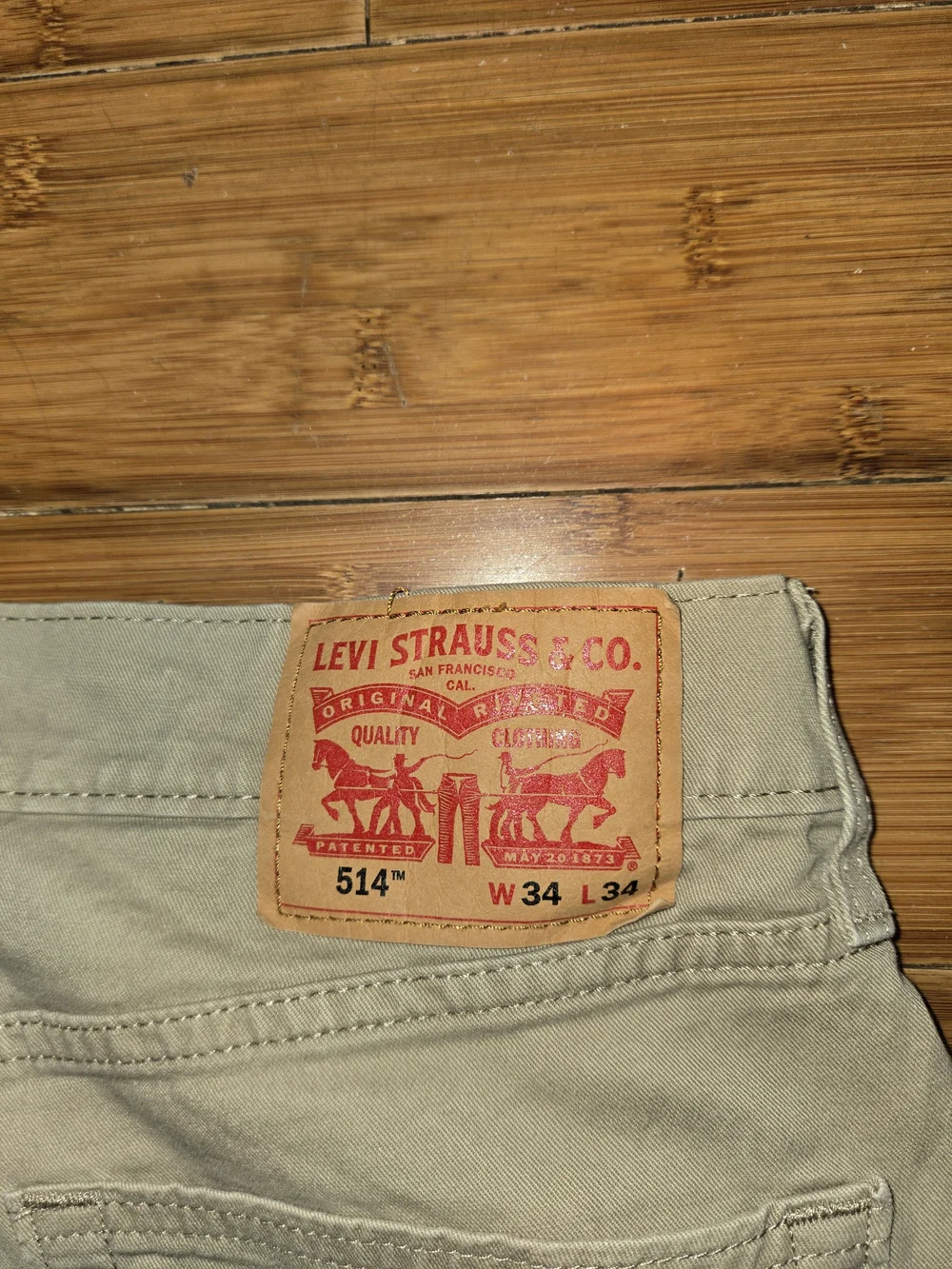 Levi’s 514 Straight Fit Jeans Men’s 34x34 Khaki Beige Tan Pants